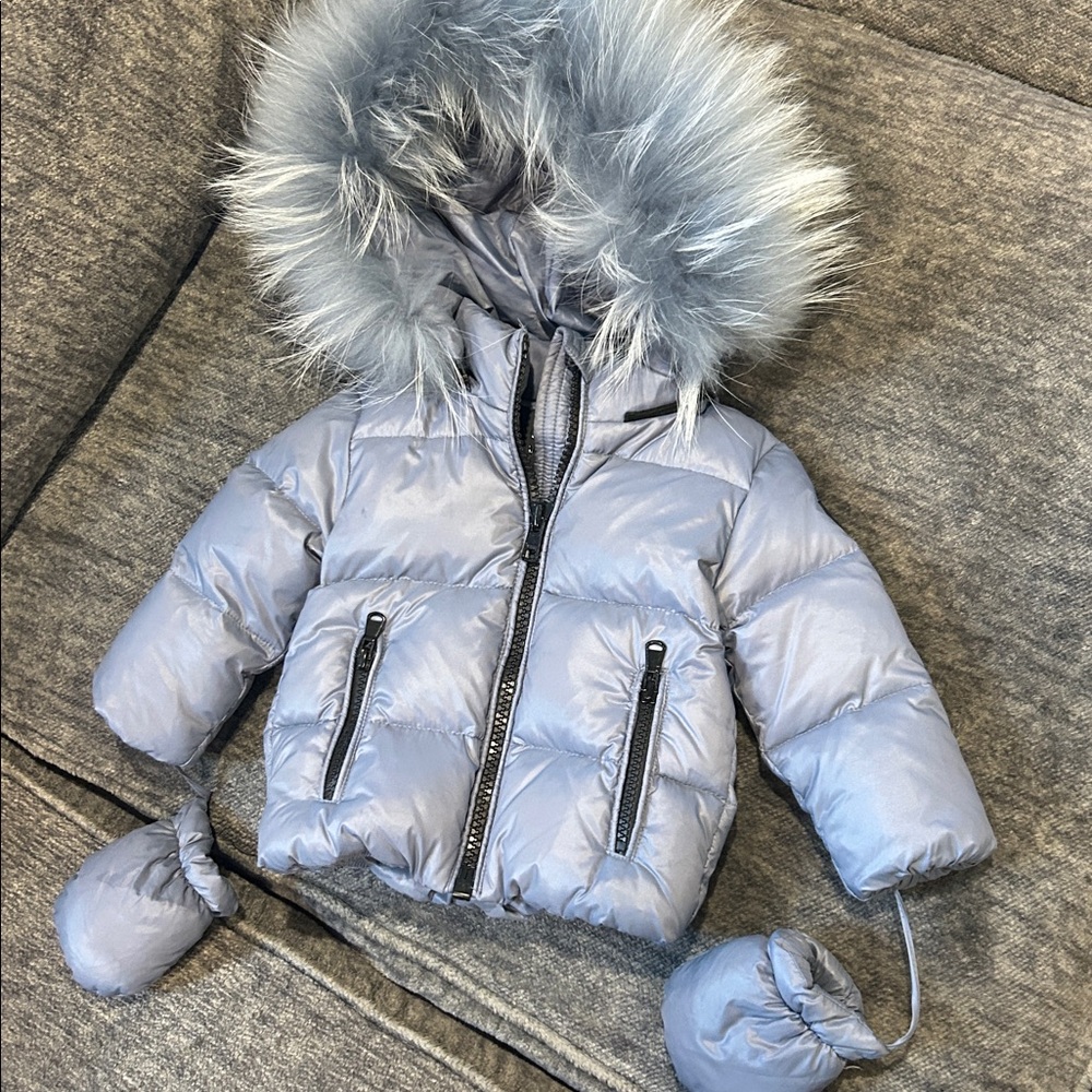 Kids Puffer Jacket with Faux Fur Hood